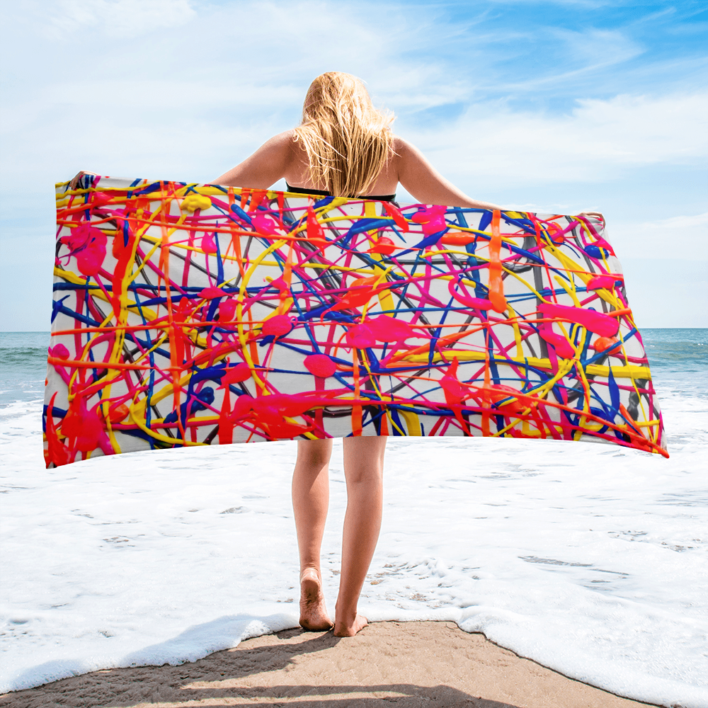 Neon Web - Beach Towel