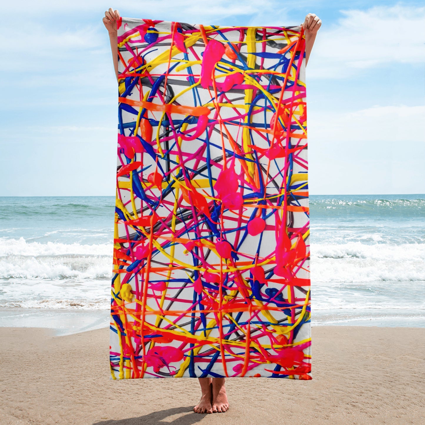 Neon Web - Beach Towel