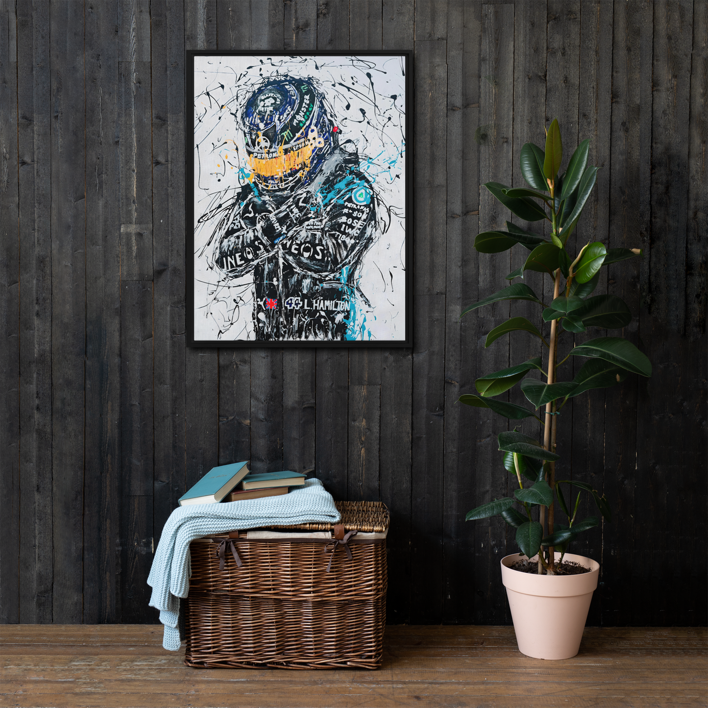 Sir Lewis Hamilton - Framed canvas reprint size 24" x 32"