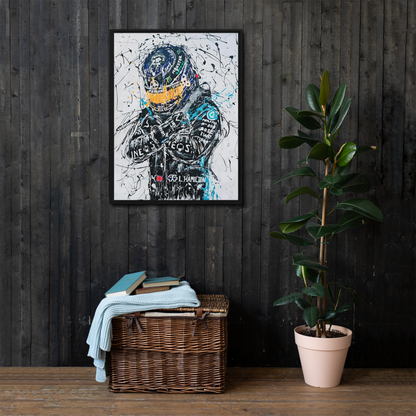 Sir Lewis Hamilton - Framed canvas reprint size 24" x 32"