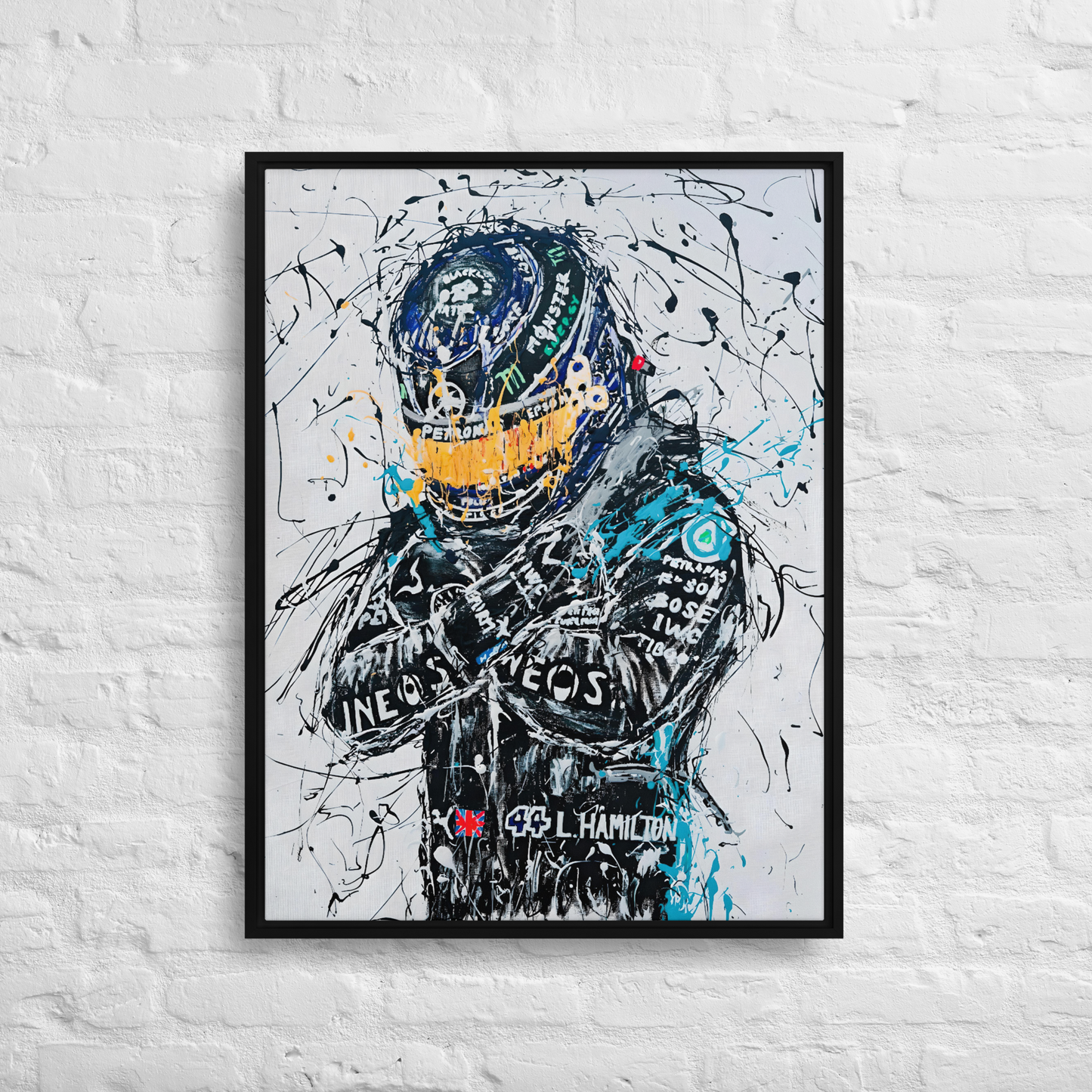 Sir Lewis Hamilton - Framed canvas reprint size 24" x 32"