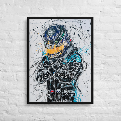 Sir Lewis Hamilton - Framed canvas reprint size 24" x 32"