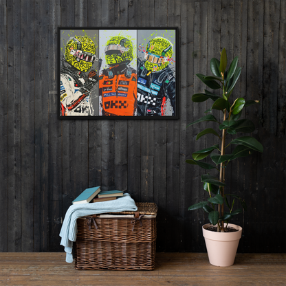 The Lando Norris Effect - Framed canvas reprint. size 24" x 32"